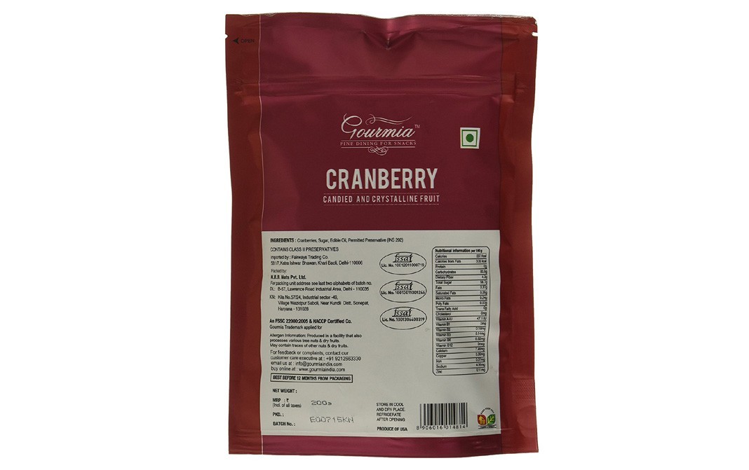 Gourmia Cranberry (Sweetened Dehydrated)   Pack  200 grams
